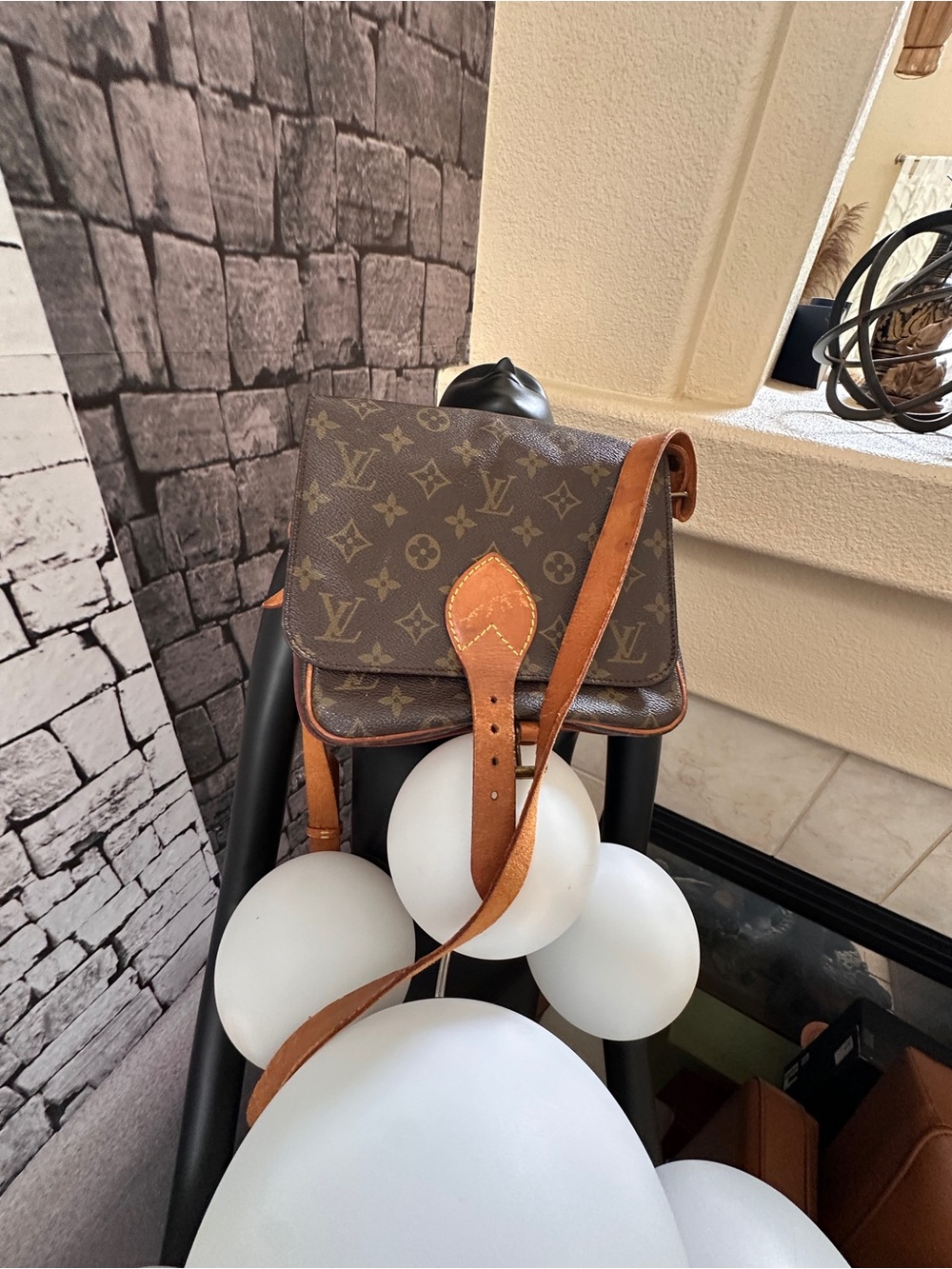 Louis Vuitton Monogram Canvas Messenger Bag with Tan Leather Trim